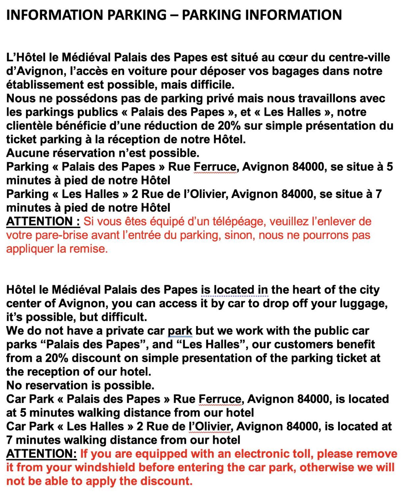 Hotel Le Medieval Palais Des Papes 3* Avignon